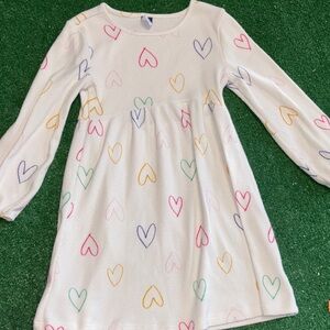 White Long Sleeve Dress with Colorful Heart Pattern